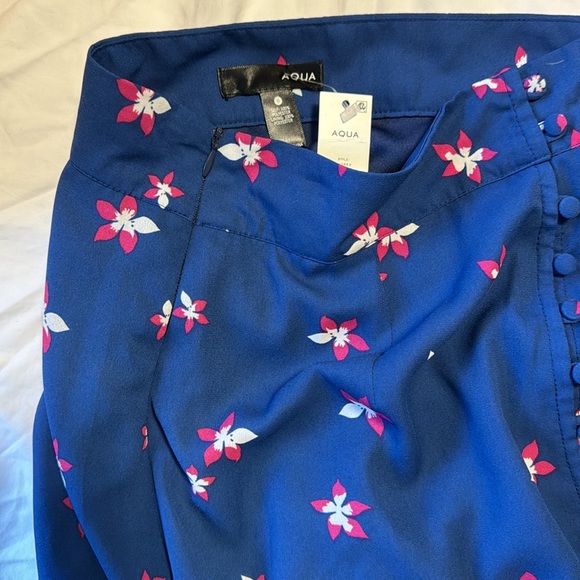 NWT aqua floral print midi skirt blue s small - Picture 7 of 7